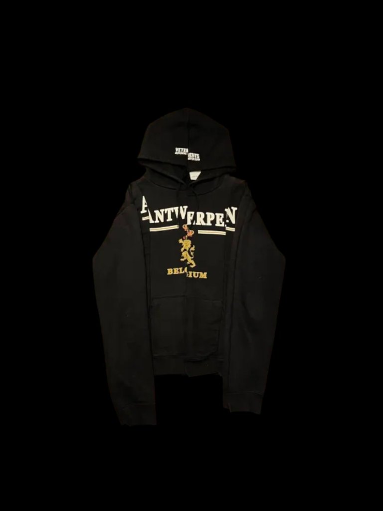 Vetements Aw18 Black Antwerpen Split Hoodie